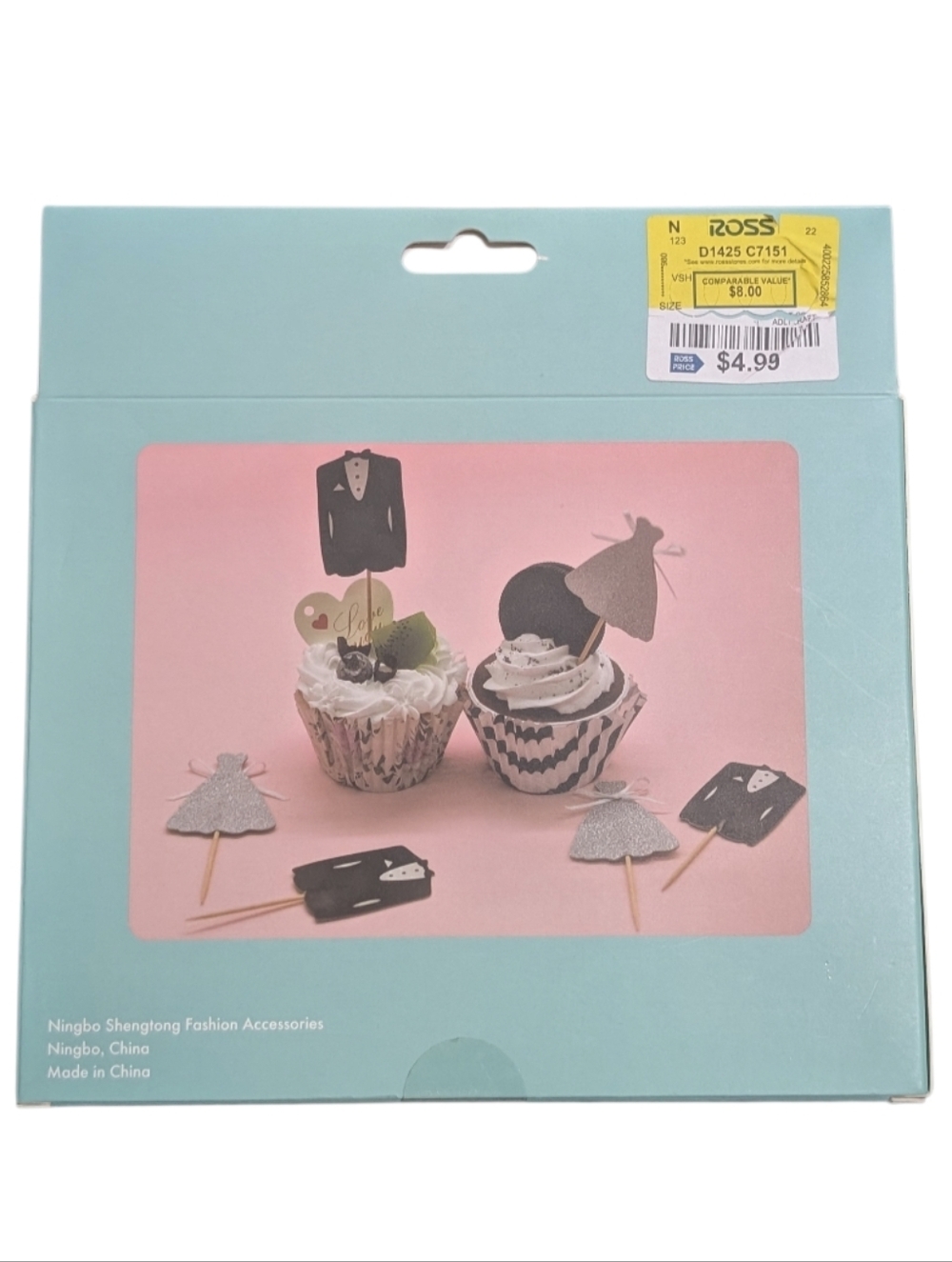 Wedding Cupcake 60 PC Set - Silver & Floral Cupcake Liners and Picks - Picture 2 of 3